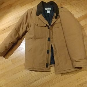 Canvas work jacket with corduroy collar